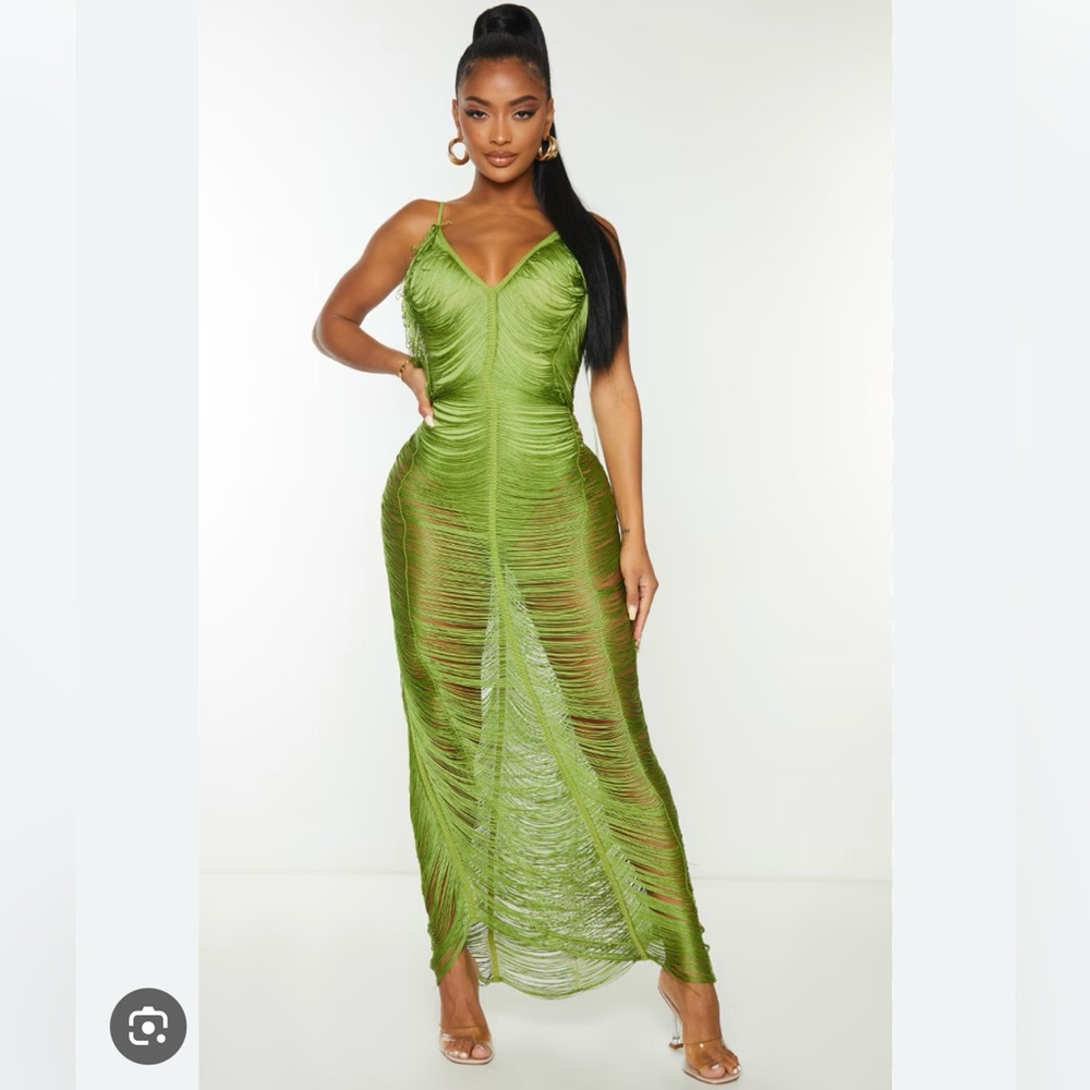 Fringe Detail Midaxi Dress